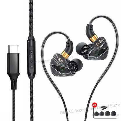 OLAF 3,5mm Jack tipo C enchufe auriculares con cable auriculares de graves HIFI auriculares intrauditivos Gamer auriculares manos libres para Xiaomi Huawei Samsung