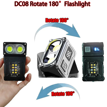 MINI linterna LED recargable por USB, linterna portátil con imán trasero, linterna de Camping superbrillante, luz de emergencia COB lateral