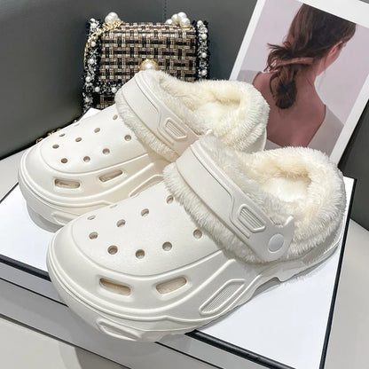Zapatos de cueva EVA acolchados de invierno para hombres y mujeres, nuevos zapatos Baotou de fondo grueso, zapatillas de algodón cálidas para parejas, hombres y mujeres