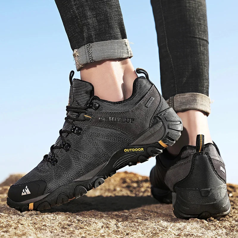 HIKEUP-zapatos de senderismo antideslizantes para hombre, calzado transpirable para exteriores, resistente a salpicaduras, para escalada, turismo, montaña