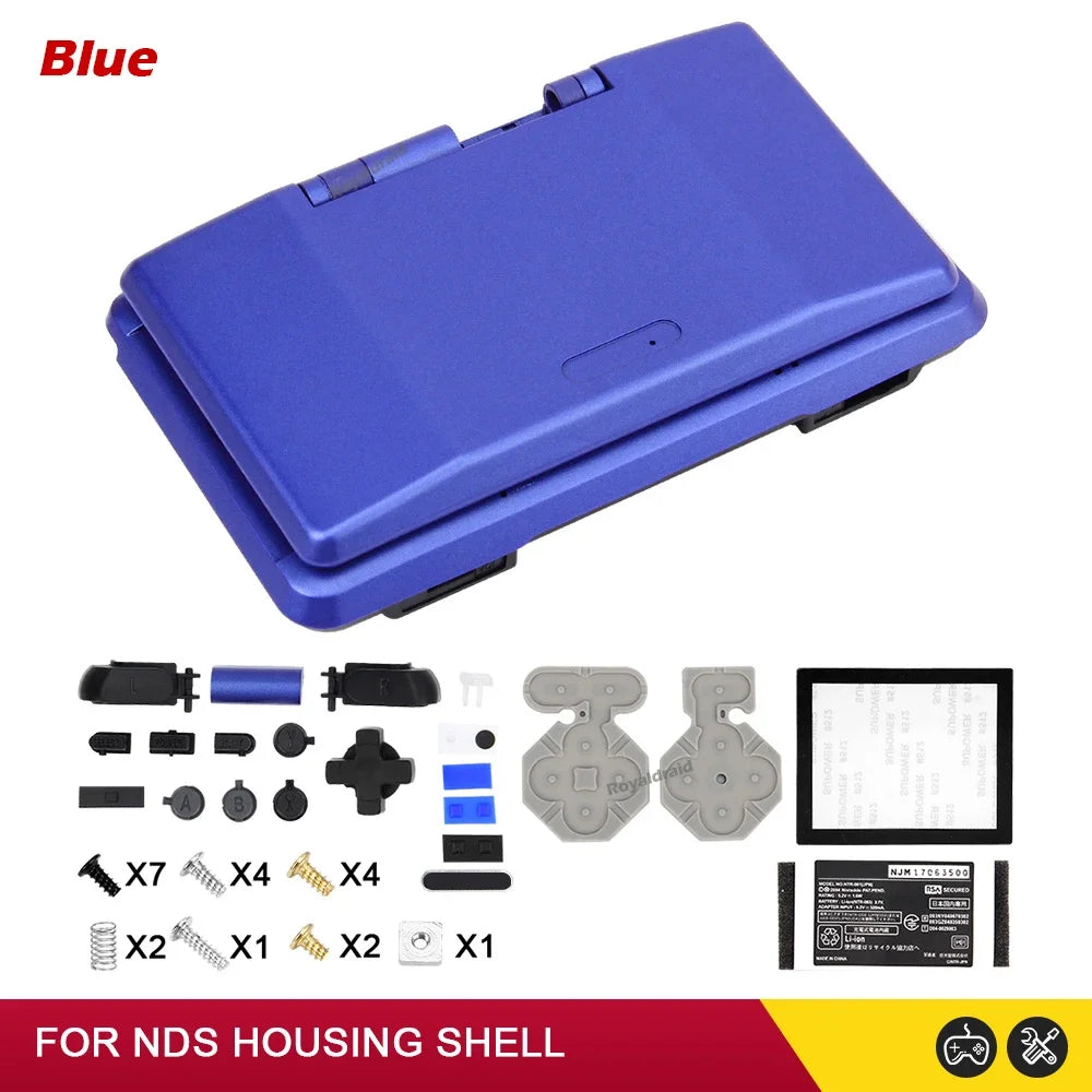 Carcasa de repuesto para consola NDS, DS, NDS, accesorios con botones, 6 colores, azul y rojo