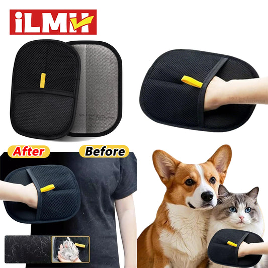 Herramienta de depilación para mascotas, guantes de eliminación estática reutilizables, guantes de aseo de doble cara para mascotas, elimina el pelo de la piel de las mascotas para alfombras