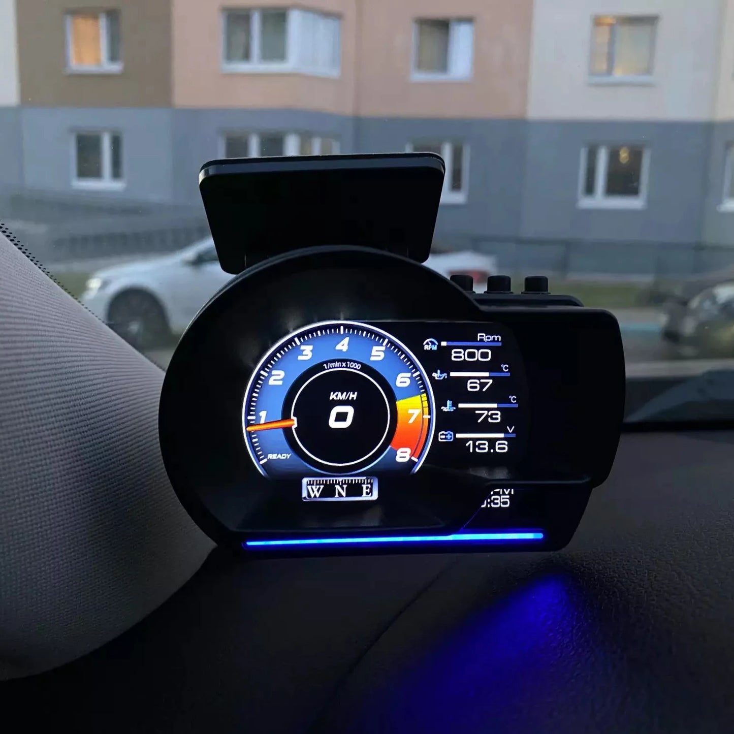El más nuevo A501 pantalla frontal de coche OBD2 Smart Car HUD Turbo Gauge odómetro Digital alarma de seguridad temperatura de agua y aceite RPM medidor automático