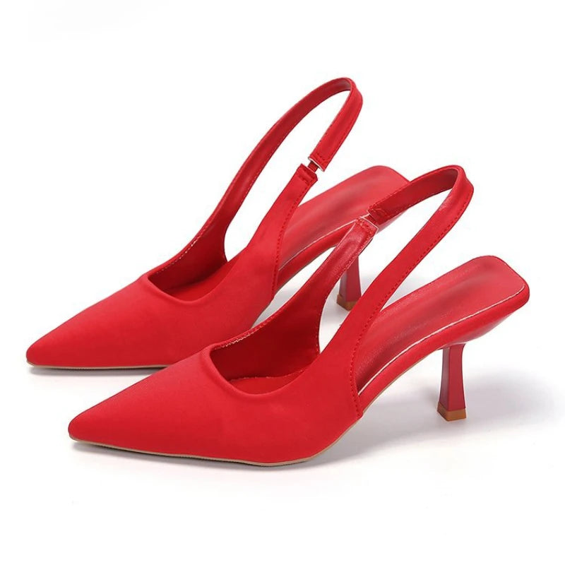 2024 nuevos tacones altos sexis para mujer, zapatos de tacón de lujo con punta estrecha para mujer, sandalias poco profundas a la moda, tacones de aguja, zapatos de fiesta y boda para mujer