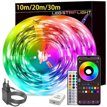 Tira de luces LED de 10m, 20m, 30m, sincronización de música, cinta de luces Led RGB para habitación, decoración de fiesta en casa, retroiluminación de TV, cinta Felxible