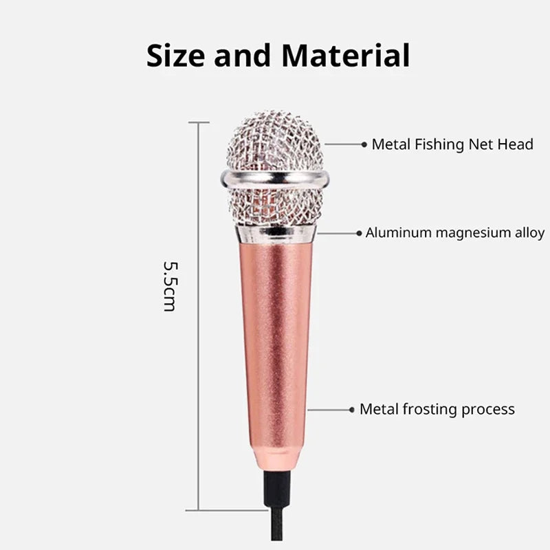 Micrófono de estudio estéreo portátil de 3,5mm, Mini micrófono de Karaoke KTV para teléfono inteligente, portátil, PC, micrófono de Audio portátil de escritorio