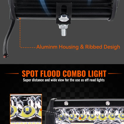 Barras de luz Led todoterreno combinadas de 4/ 7 pulgadas y 120W, haz de inundación para trabajo, conducción, barco todoterreno, coche, Tractor, camión, 4x4, SUV, ATV, 12V, 24V