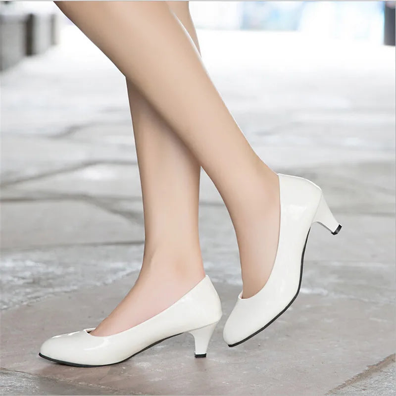 Zapatos de tacón medio para mujer, tacones altos sexis desnudos, zapatos de boda para mujer, trabajo de oficina, zapatos de tacón blancos, zapatos de fiesta