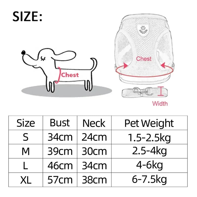 Arnés de malla ajustable de poliéster para gatos, chaleco para caminar, correa de plomo para cachorros, Collar para perros pequeños y medianos, accesorios para mascotas
