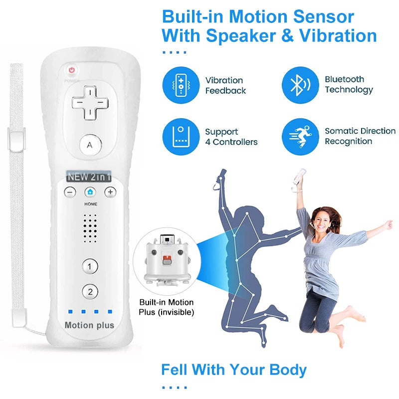 Un par de mandos a distancia con controlador Nunchuck para juegos Wii Control para consola Wii Gamepad inalámbrico con Motion Plus
