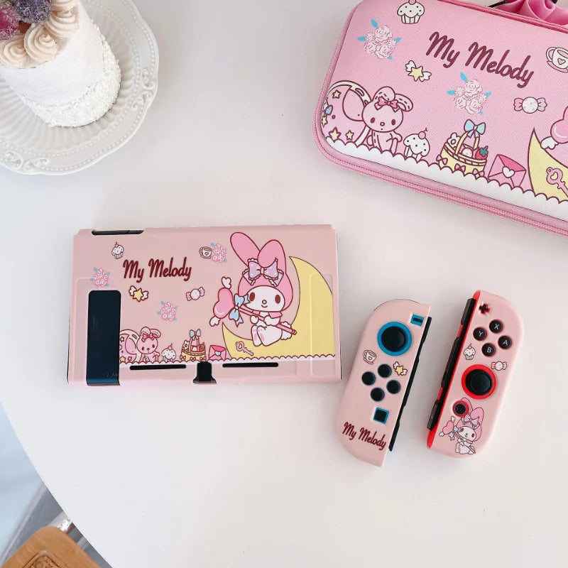 La melodía es adecuada para la cubierta anticaída de color suave de silicona Nintendo OLED, funda protectora desmontable para consola de juegos portátil NS