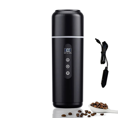 Hervidor eléctrico de viaje para coche, 12V/24V, portátil, taza de agua caliente, pantalla de visualización, calor de acero inoxidable 316 para preparar café y té
