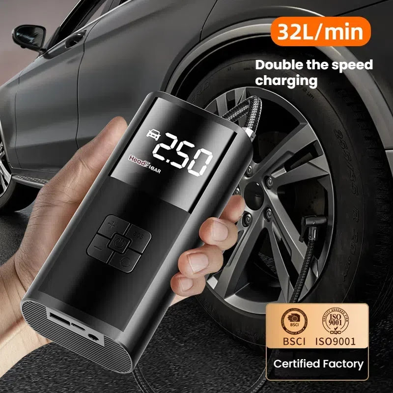 Compresor de aire montado en el coche, inflador de neumáticos de coche con pantalla digital, bomba de neumáticos portátil de 12V, reparación inteligente de neumáticos y inflado