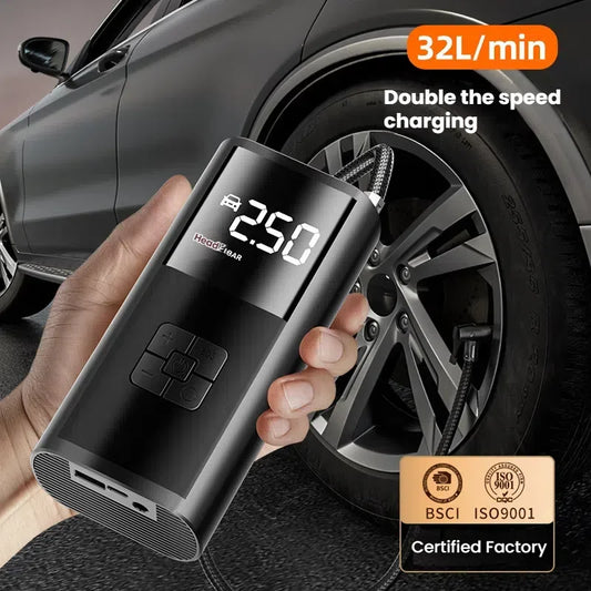 Compresor de aire montado en el coche, inflador de neumáticos de coche con pantalla digital, bomba de neumáticos portátil de 12V, reparación inteligente de neumáticos y inflado