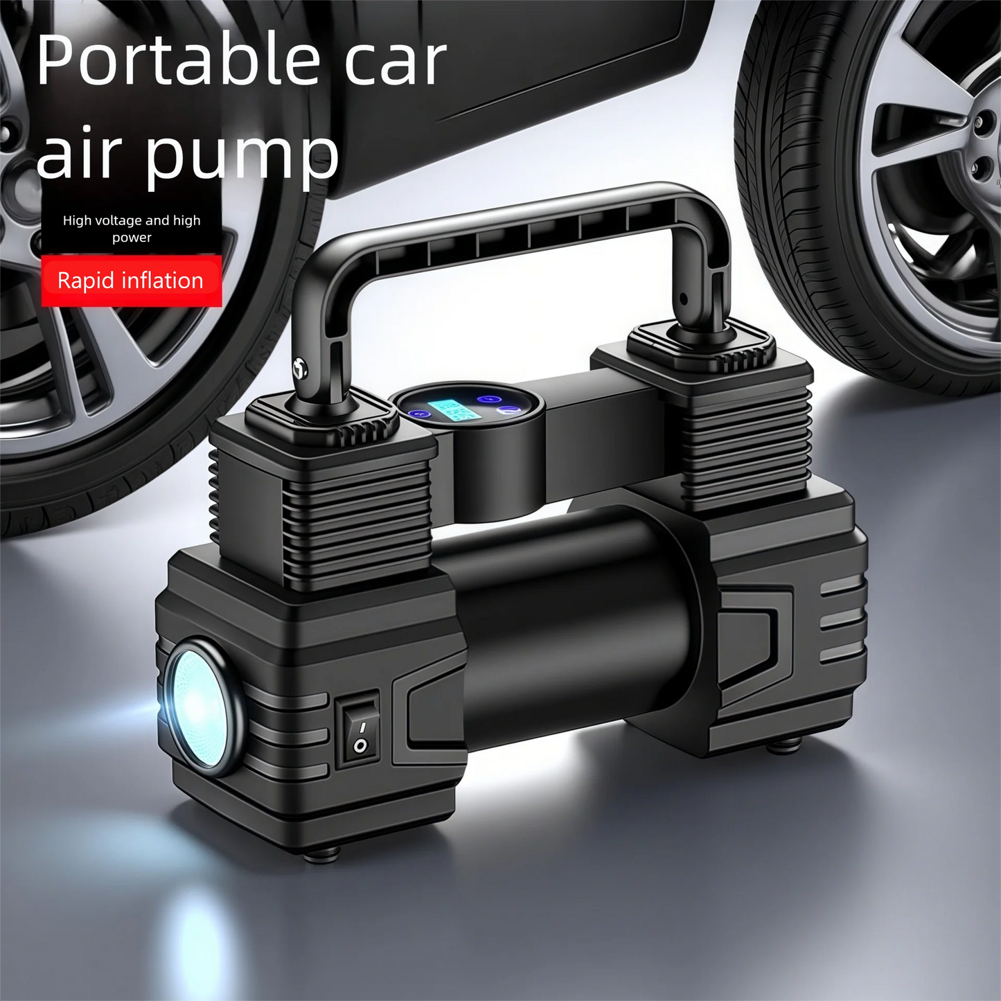 Bomba de aire montada en vehículo, pantalla Digital inteligente, inflador de neumáticos de alta resistencia, bomba de aire portátil de 12V, suministros para automóviles