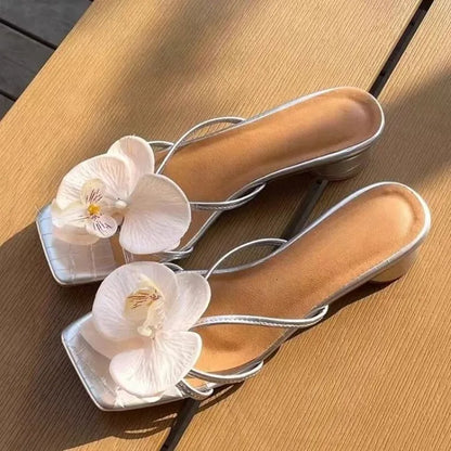 Sandalias De tacón alto para Mujer, zapatos elegantes De diseñador Floral De marca, Sandalias informales a la moda para exteriores, nuevas Sandalias De verano para Mujer