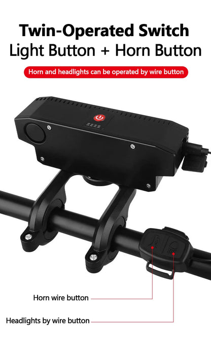 Luz delantera de bicicleta LED 5/8 recargable por USB 130dB bocina de bicicleta fácil de instalar 6 modos luz de timbre de bicicleta