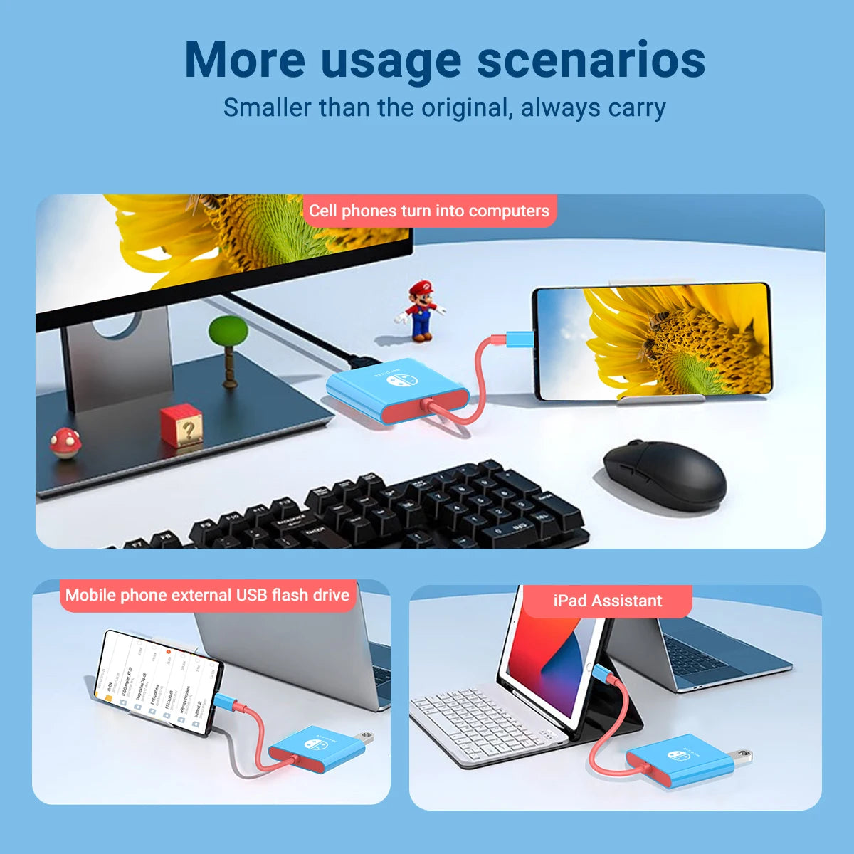 Estación de acoplamiento para juegos portátil Hub TYPE-C con HDMI y USB 3.0 Perfecto para viajes y juegos