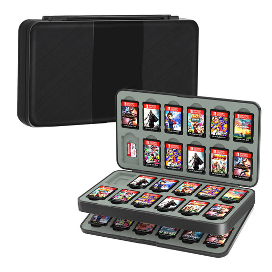 Caja de almacenamiento de tarjetas de juego con interruptor 48 en 1, caja de tarjetas de juego con interruptor magnético, accesorios de juego con forro de silicona suave