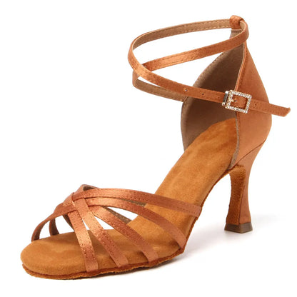 Zapatos de baile latino con suelas de gamuza para mujer, zapatos de baile de Tango Indood, tacones cubanos, tacón alto para fiesta, zapatos de baile de salón, venta al por mayor