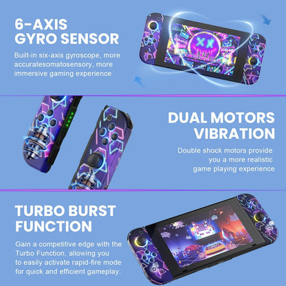 Joypad para for Nintendo Switch/OLED/Lite-vibración Turbo Wake-up FUNC NO Drift, controlador inalámbrico L/R mango luz RGB