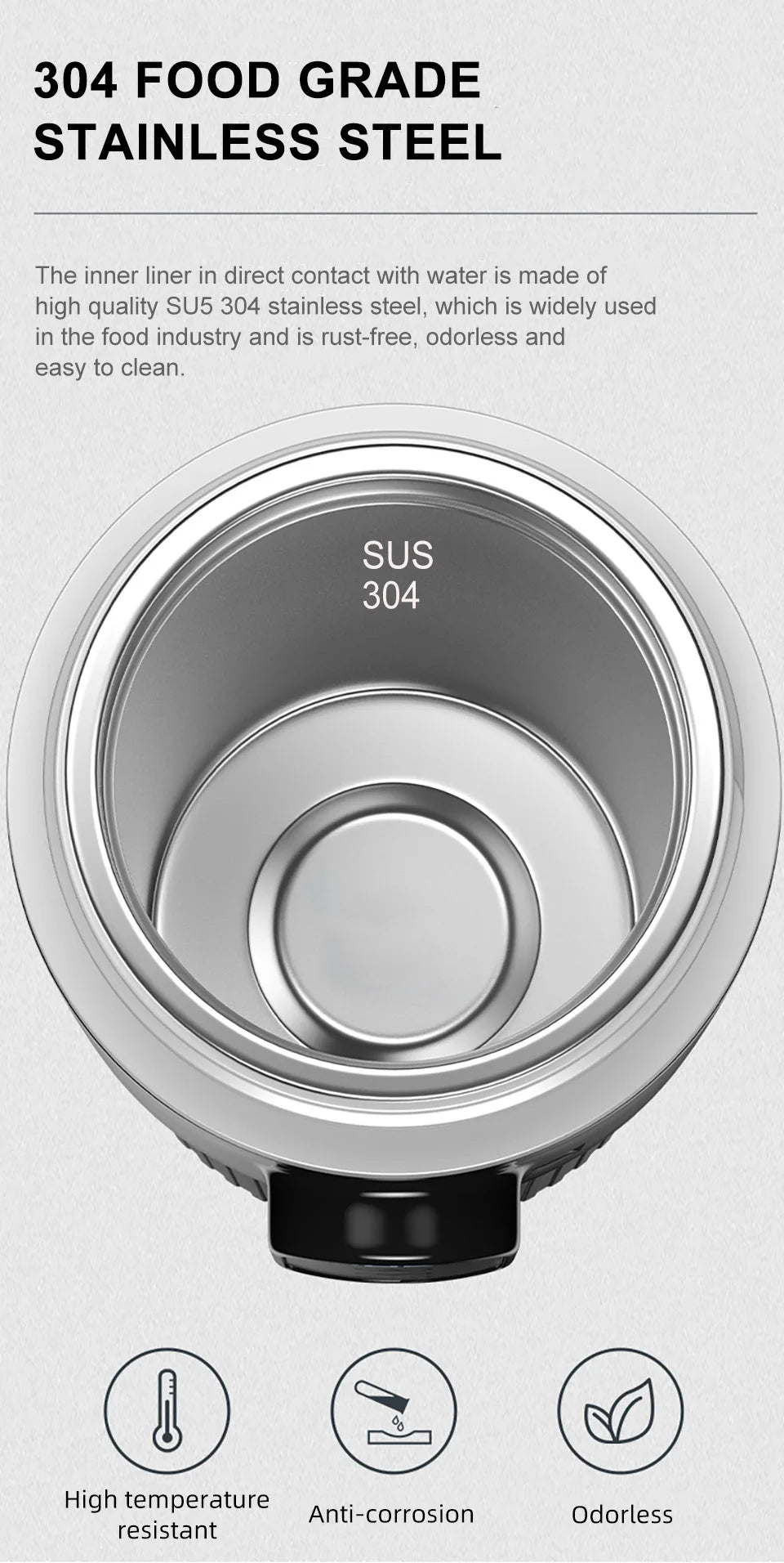 Tetera con taza calefactora eléctrica de 12V/24V y 500ML, botella con calentador de agua de acero inoxidable 304, apagado automático, taza de ebullición rápida para coche de viaje