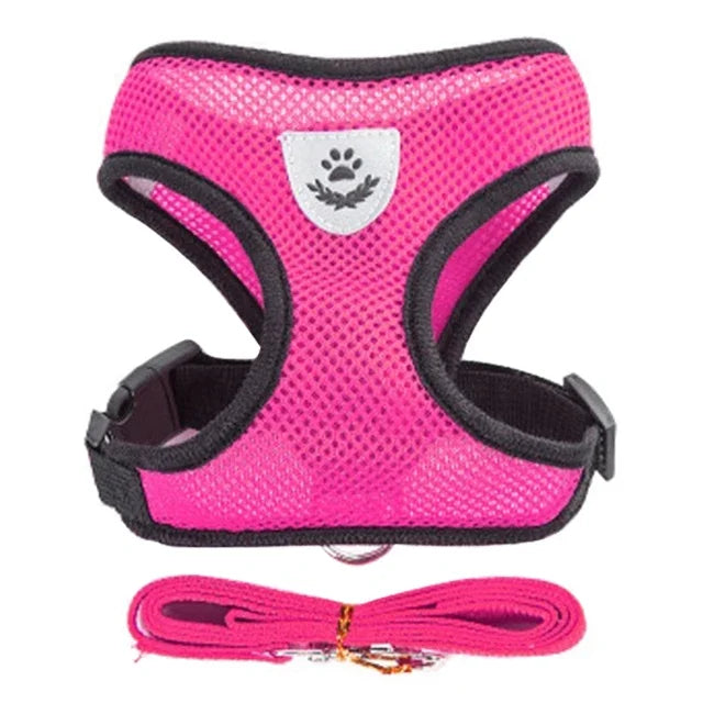 Arnés de malla ajustable de poliéster para gatos, chaleco para caminar, correa de plomo para cachorros, Collar para perros pequeños y medianos, accesorios para mascotas