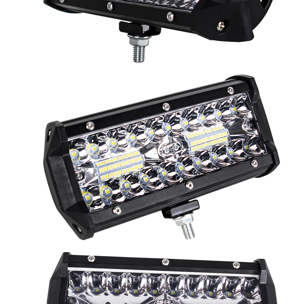 Barras de luz Led todoterreno combinadas de 4/ 7 pulgadas y 120W, haz de inundación para trabajo, conducción, barco todoterreno, coche, Tractor, camión, 4x4, SUV, ATV, 12V, 24V