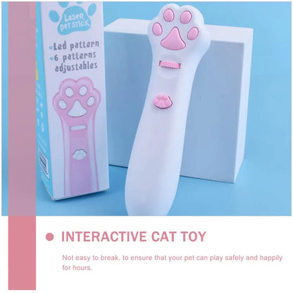 Palo de burla láser para gatos, 5 modos + puntero de luz LED de punto rojo, juguetes de proyección interactivos para interiores, accesorios para perros y gatitos