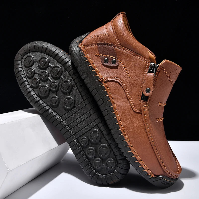 Zapatos informales de cuero de alta calidad para hombre, mocasines transpirables hechos a mano, zapatillas de deporte a la moda, mocasines, zapatos náuticos de marca de lujo