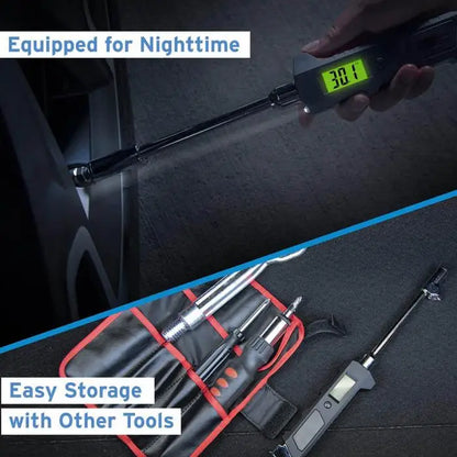 Manómetro digital de neumáticos 230 PSI 4 configuraciones resistente antideslizante con linterna LCD retroiluminada para camión/coche/bicicleta/motocicletas