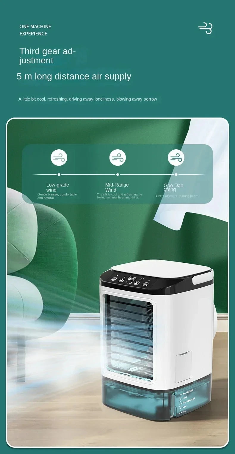 Aire acondicionado portátil, ventilador de escritorio con doble pulverización, atomización ultrasónica, Enfriador de aire silencioso de 3 velocidades, luz nocturna, ventilador eléctrico para el hogar
