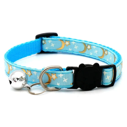 Collar para mascotas con campana, huella de dibujos animados, colorido perro, cachorro, gatito, Collar de anillo de campana de seguridad ajustable, accesorios para mascotas