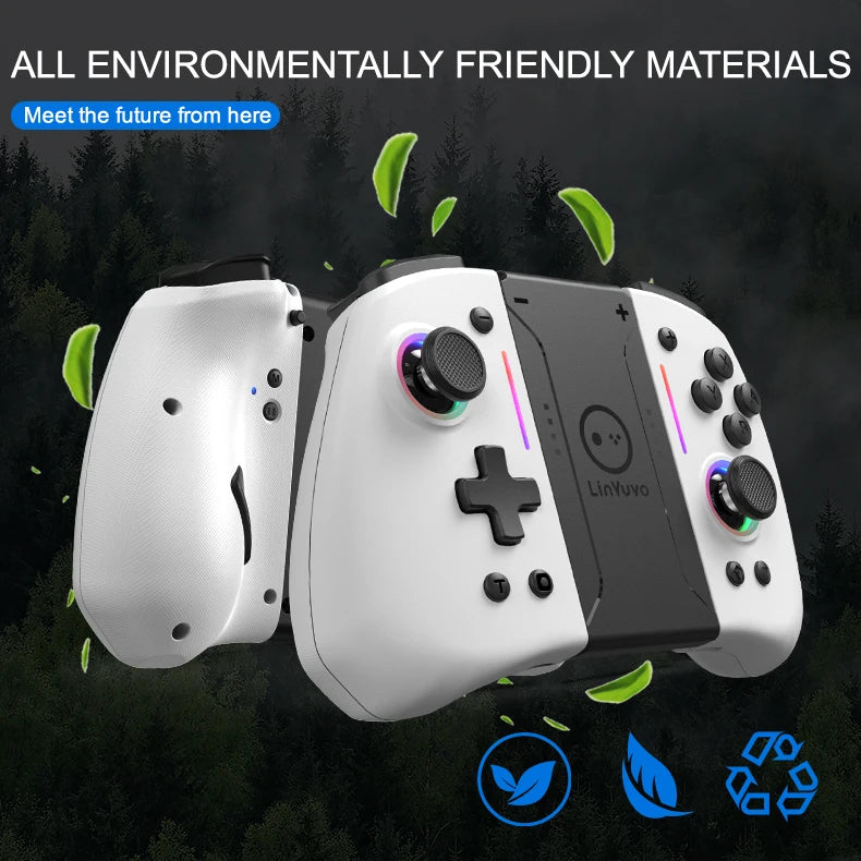 LinYuvo KS42 Joy-pad inalámbrico con luz de meteoros con luces RGB de 8 colores para interruptor/Lite/OLED, con programable, Turbo y vibración
