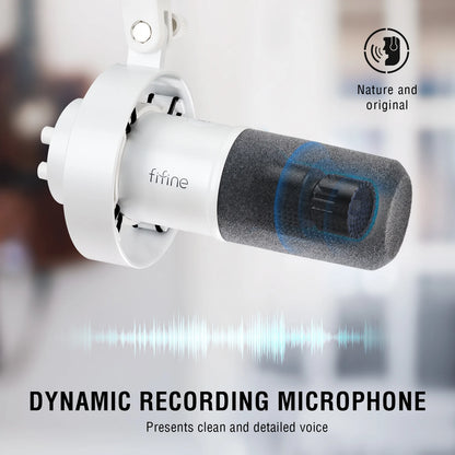 FIFINE-micrófono dinámico XLR de grabación, dispositivo con monitoreo en tiempo Real, transmisión USB, con perilla de ganancia/silencio táctil, para PC y Mixer-K688