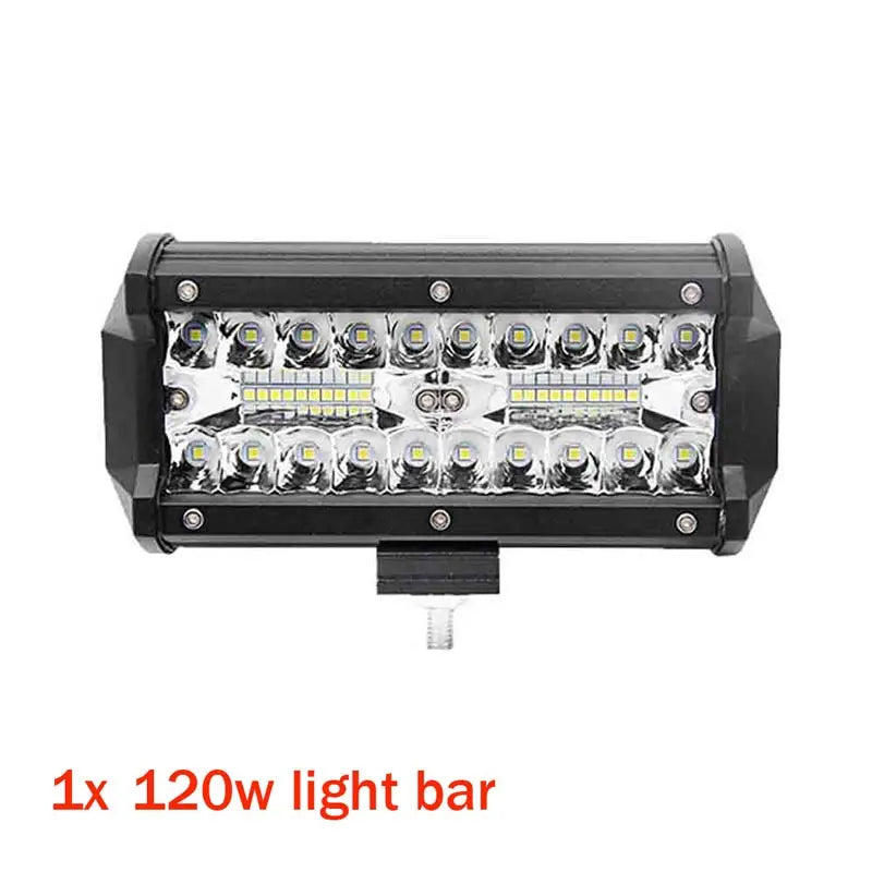 Barras de luz Led todoterreno combinadas de 4/ 7 pulgadas y 120W, haz de inundación para trabajo, conducción, barco todoterreno, coche, Tractor, camión, 4x4, SUV, ATV, 12V, 24V