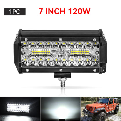 Barra de luz LED de trabajo, faro LED de 12-24V, foco de coche, lámpara antiniebla de diodo para Atv, Tractor, motocicleta, accesorios todoterreno, 4x4, 1/2/4 unidades