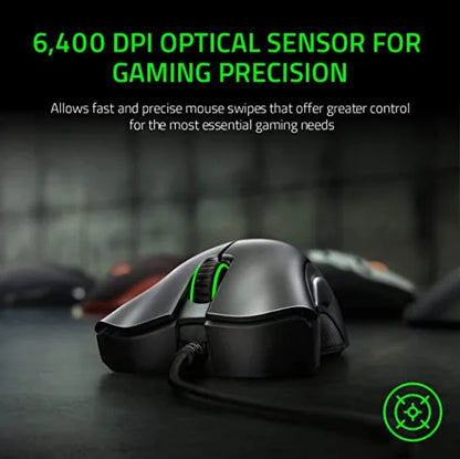 Razer DeathAdder Essential Ratón para juegos por cable/ratones con cable 6400DPI 5 botones independientes para ordenador portátil PC Gamer