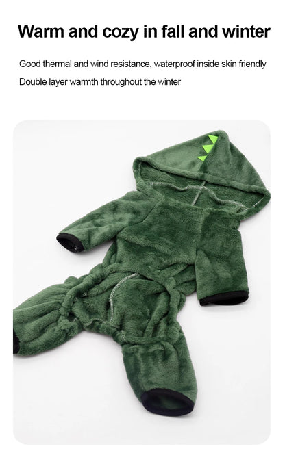 Ropa de Halloween para perros y gatos, disfraz divertido de dinosaurio para perros pequeños, abrigo cálido de invierno para gatos, sudaderas con capucha de lana