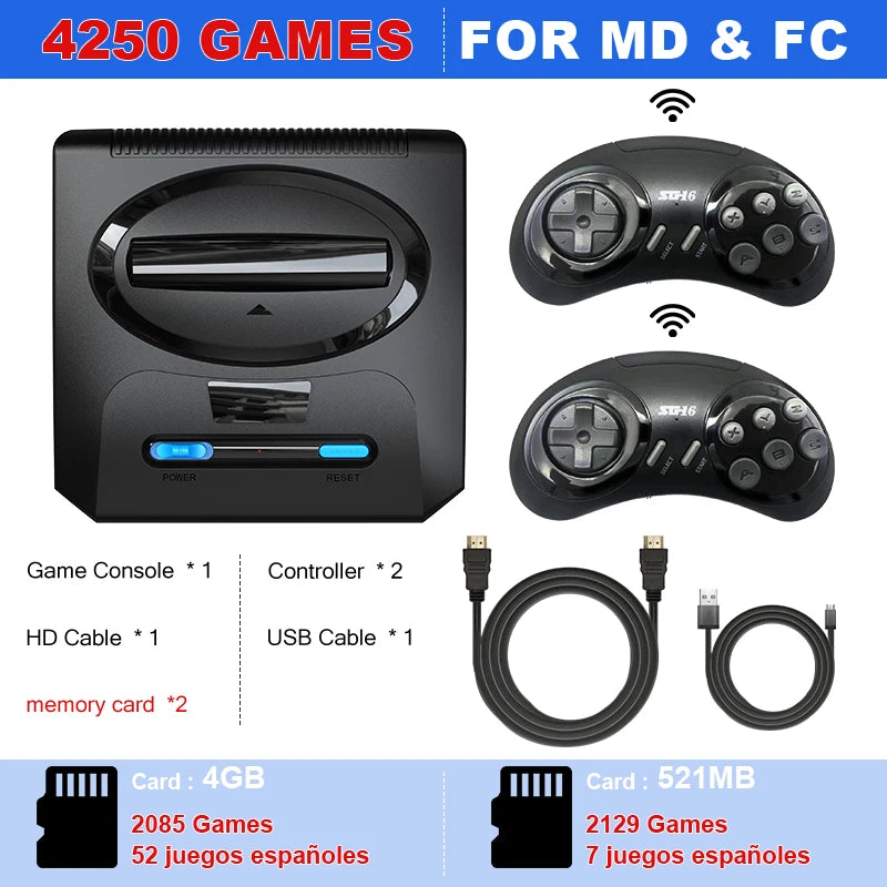 Consola de videojuegos Segas-MD de 16 bits para Sega Mega Drive Genesis FC Dendy, compatible con salida HDMI, máquina de juegos Retro