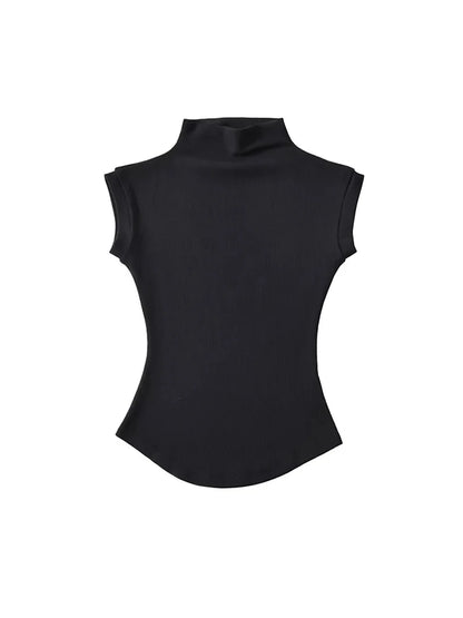 Camisetas sin mangas con cuello alto para mujer, Tops sexys de verano, jerséis ajustados lisos, camisetas informales, ropa de calle femenina, camisetas básicas
