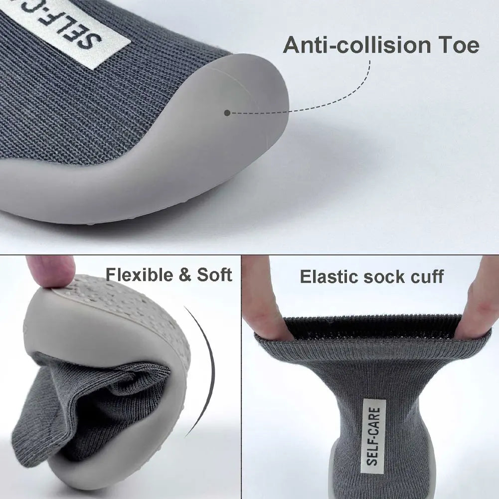 Zapatos de calcetín para bebé, calzado antideslizante para primeros pasos, botines de suelo para niño y niña, zapatillas de interior con suela de goma para recién nacido