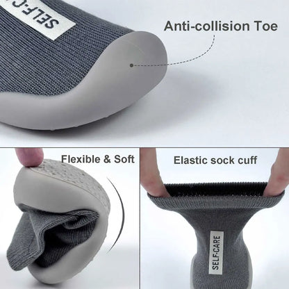 Zapatos de calcetín para bebé, calzado antideslizante para primeros pasos, botines de suelo para niño y niña, zapatillas de interior con suela de goma para recién nacido