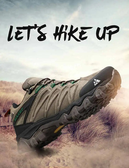 HIKEUP, zapatos de senderismo de cuero de alta calidad, duraderos, para deportes al aire libre, zapatos de cuero para senderismo para hombres, zapatillas de deporte con cordones para escalar y cazar
