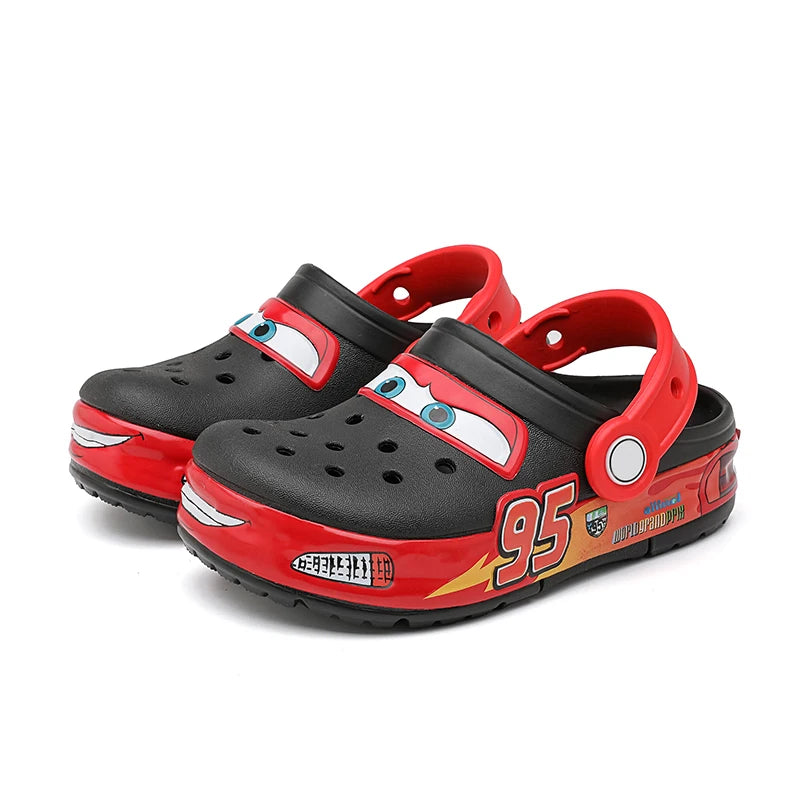 Zapatos Disney Lightning Mcqueen con luz Led para coche, zapatillas para niños, sandalias de playa de animación, regalo para niños y niñas