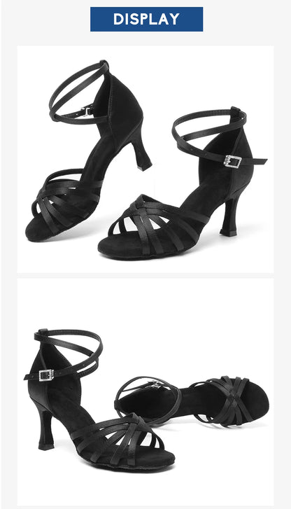 Zapatos de baile latino con suelas de gamuza para mujer, zapatos de baile de Tango Indood, tacones cubanos, tacón alto para fiesta, zapatos de baile de salón, venta al por mayor