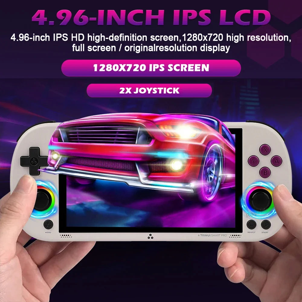 Consola de juegos portátil Trimui Smart Pro, 128G, 256G, pantalla IPS de 4,96 pulgadas, sistema Linux, Joystick, iluminación RGB, reproductor de videojuegos Retro, nuevo
