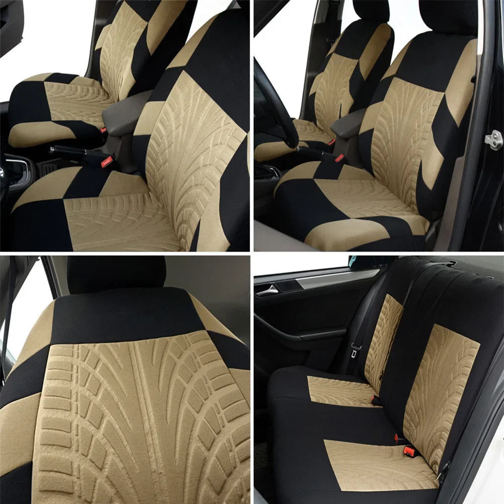 Juego de fundas de asiento de coche bordadas, protección Universal para asiento de coche Dacia Duster Sandero Renault Clio Fiat Panda Lancia Ypsilon