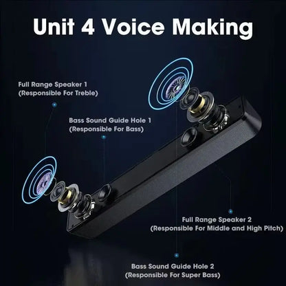 Barra de sonido para PC, altavoz con cable y Bluetooth, barra de sonido alimentada por USB para TV, Pc, portátil, juegos, sistema de Audio envolvente para cine en casa