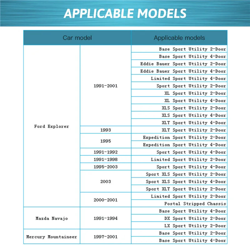 2 unids/set puerta trasera ventana puntales de Gas soporte elevadores para Ford Explorer 1991-2001 Mazda Navajo 1991-1994 accesorios de coche